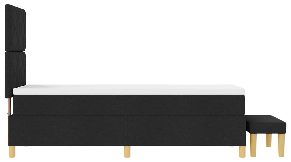Cama Box Spring com Colchão & Banco Preto 80x200 cm Tecido