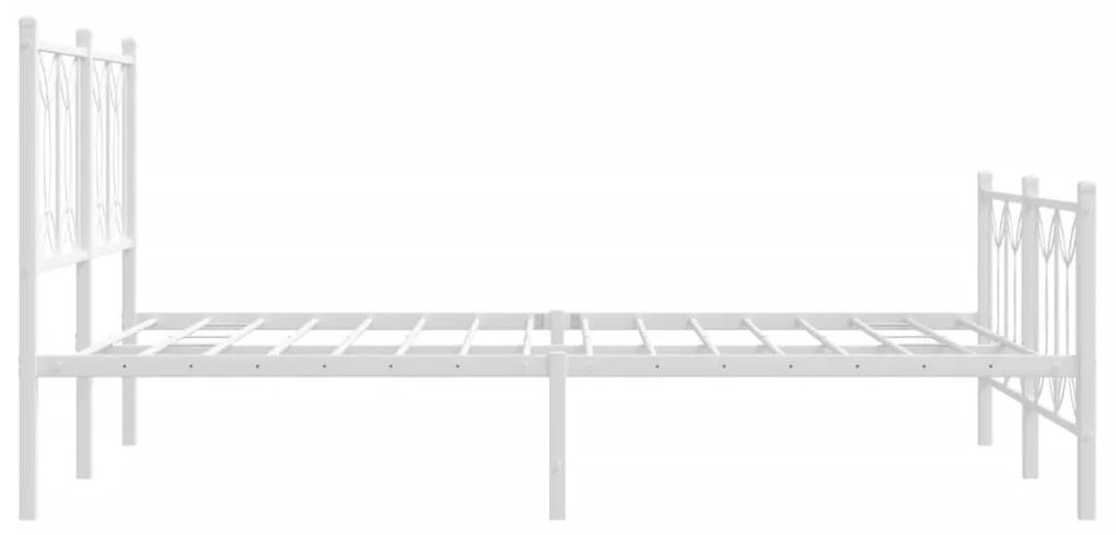 Estrutura de cama com cabeceira e pés 140x190 cm metal branco