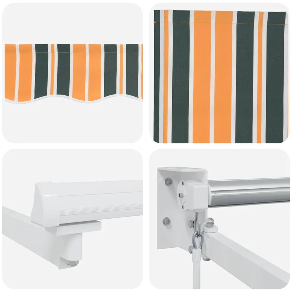 Toldo Retrátil Manual Verde e Amarelo 450x300 cm