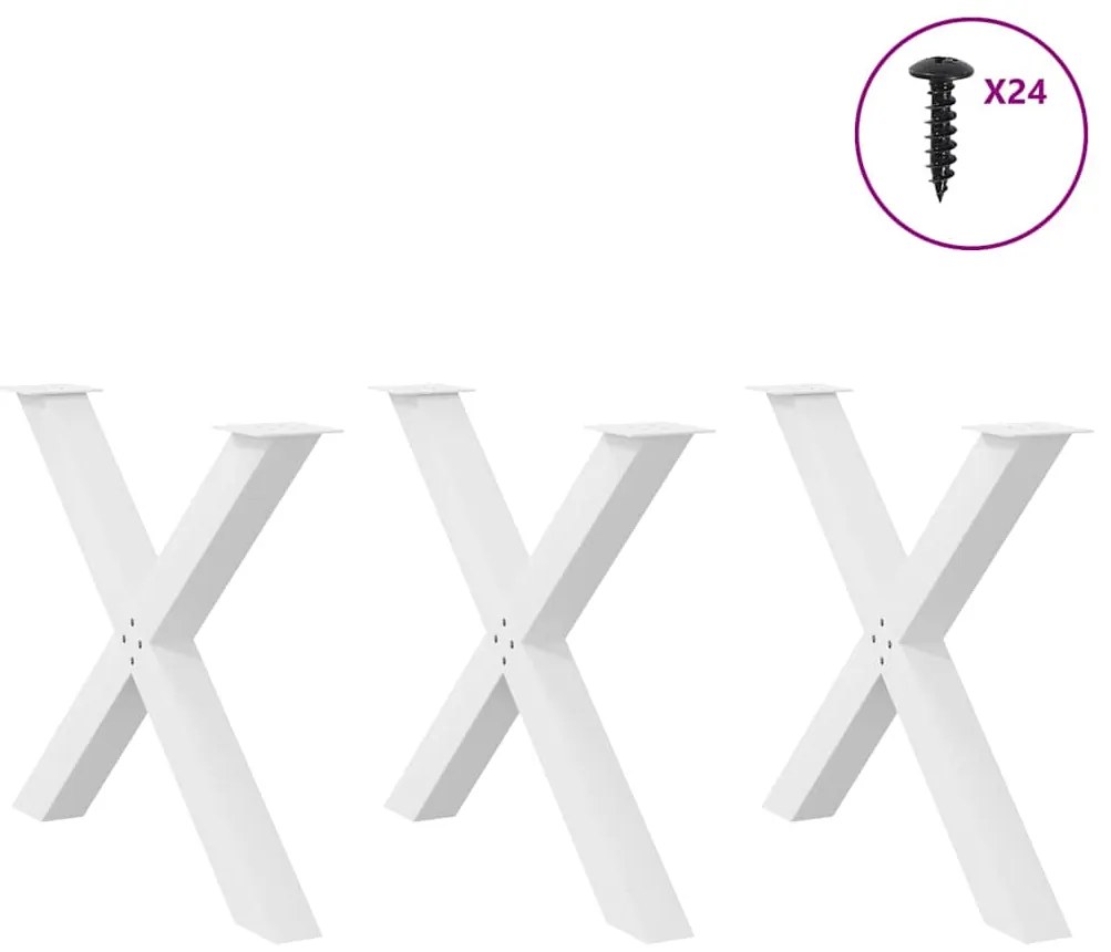 Pés para mesa de jantar em formato de X, 3 peças, branco, 90x (72-73)