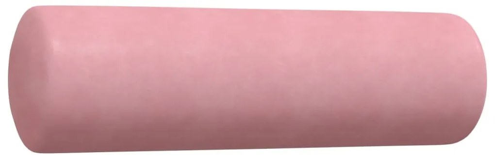 2 pcs conjunto de sofás com almofadões e rolos veludo rosa