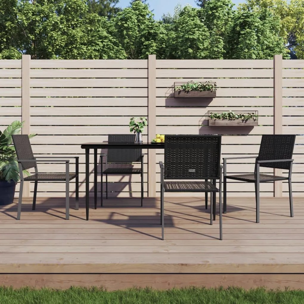 vidaXL Cadeiras jardim 4 pcs 54x62,5x89 cm vime PE preto
