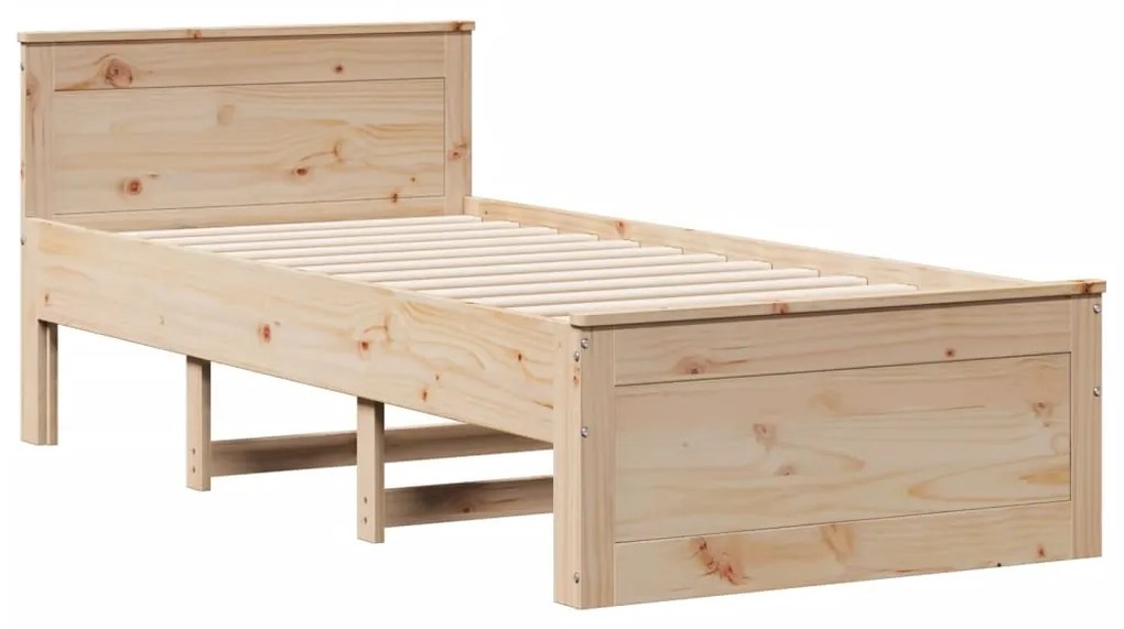 Cama com estante sem colchão 75x190 cm pinho maciço