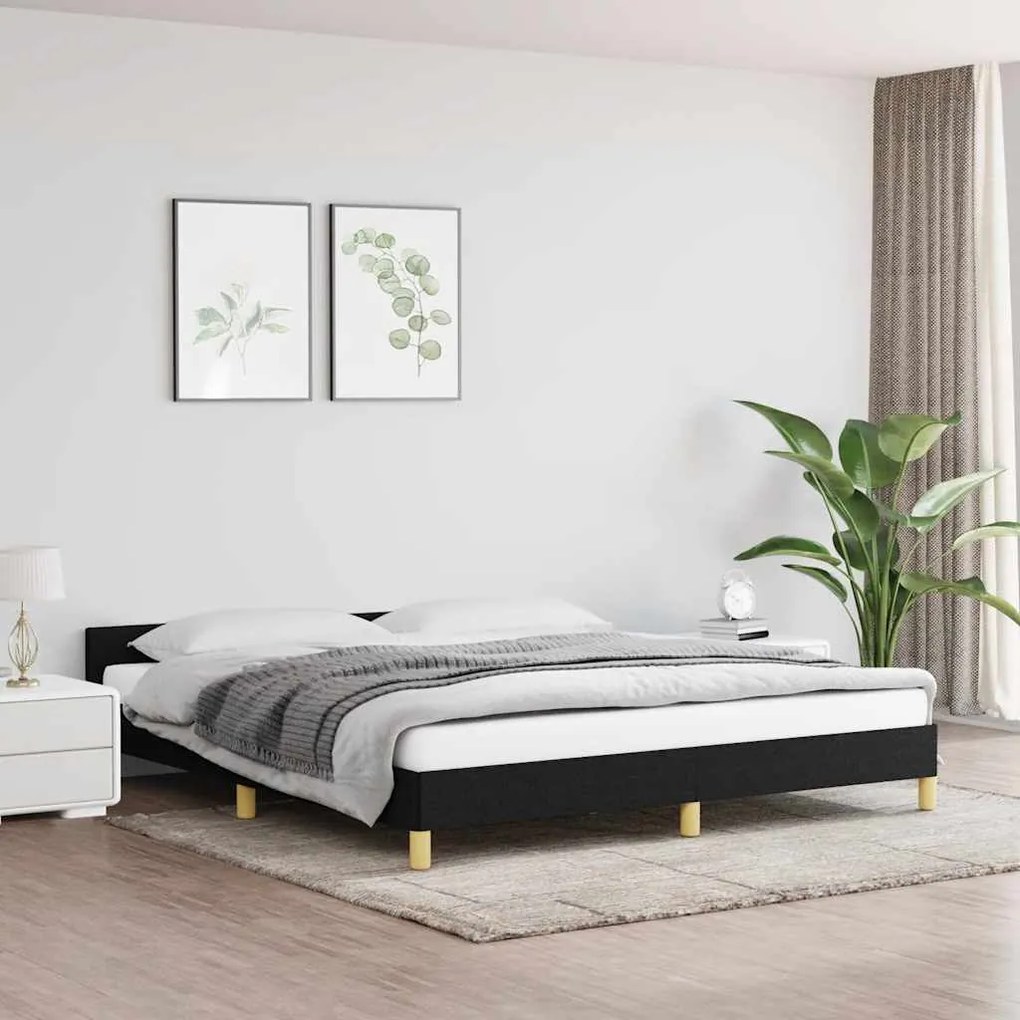 Estrutura de cama sem colchão 160x200 cm tecido preto