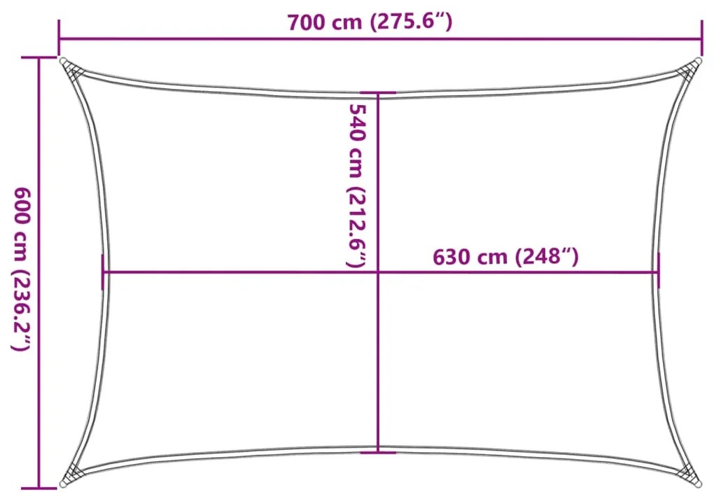 Para-sol estilo vela 160 g/m² 6x7 m PEAD preto