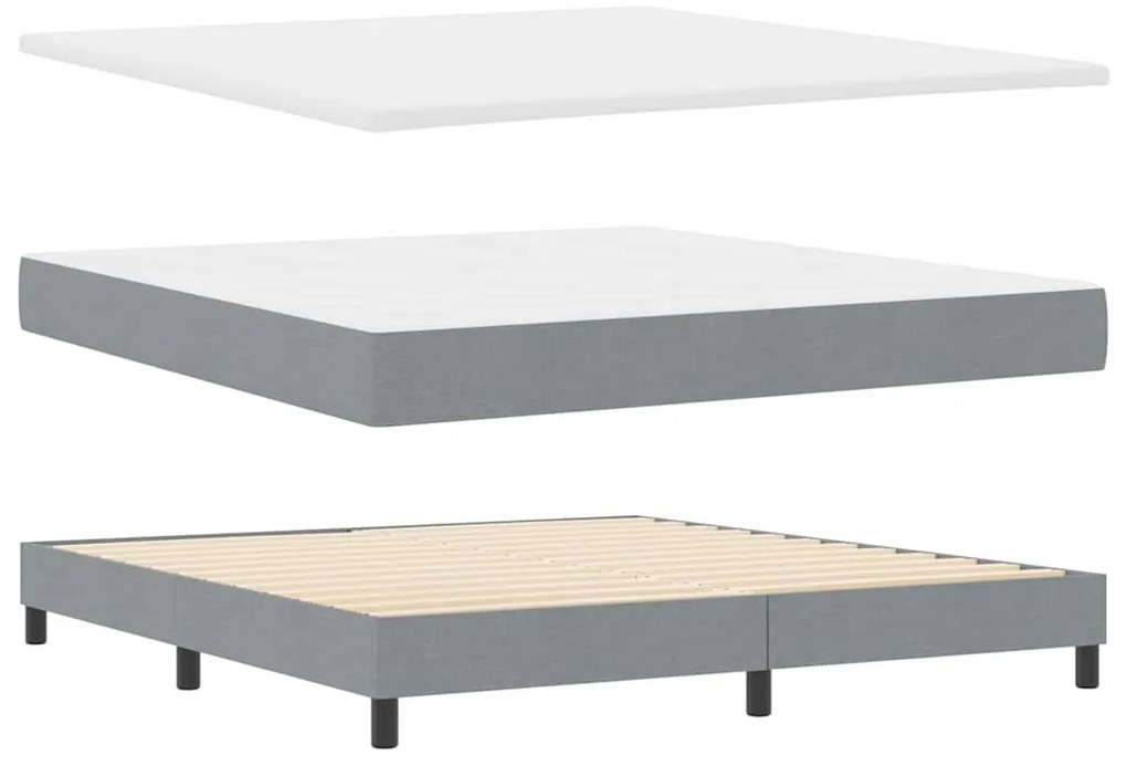 Cama Box Spring com Colchão e LED Cinza Claro 180x200 cm Tecido