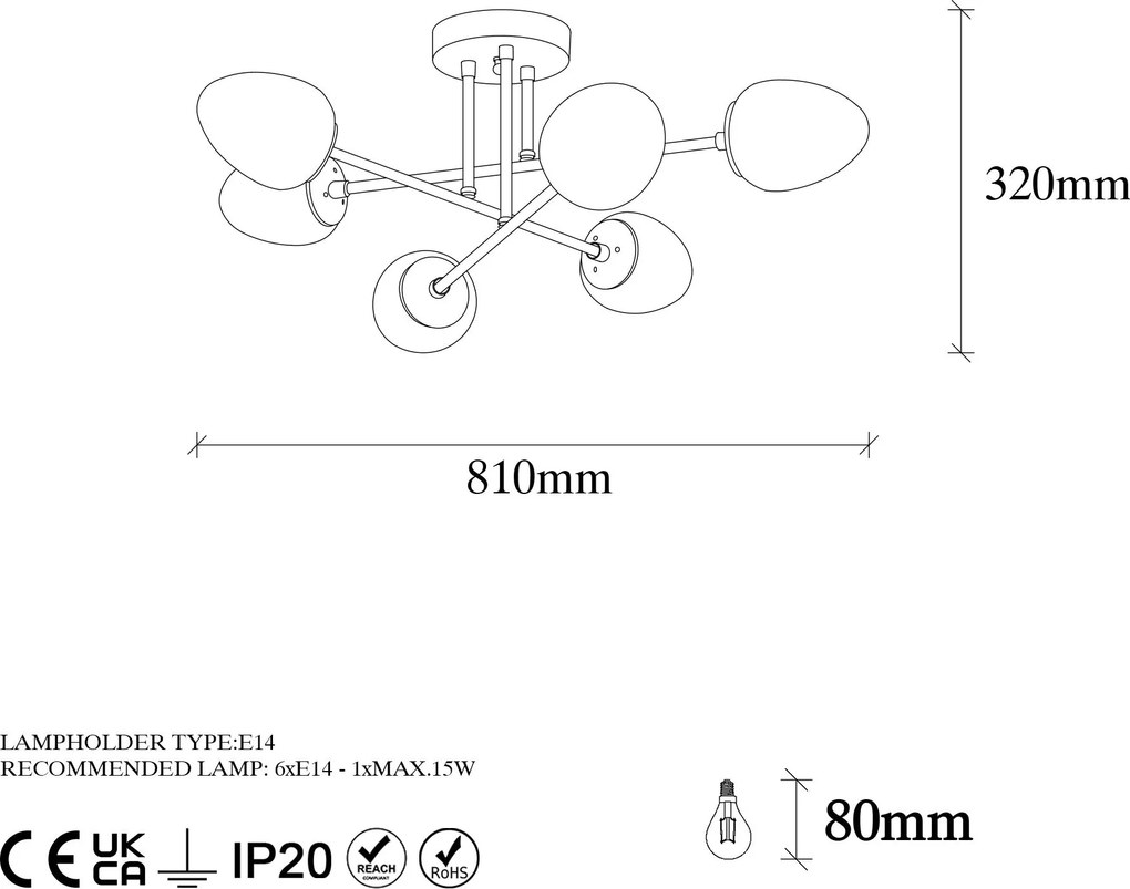 Candeeiro Chandelier Camflo – Cobre – 81 x 81 cm