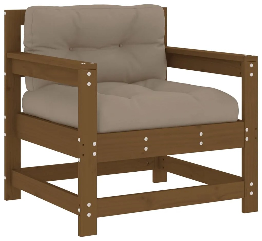 Cadeiras de jardim c/ almofadões 2pcs pinho maciço castanho-mel
