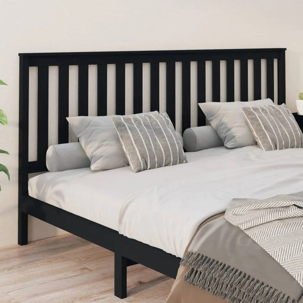 Cabeceira de cama 206x6x101 cm pinho maciço preto