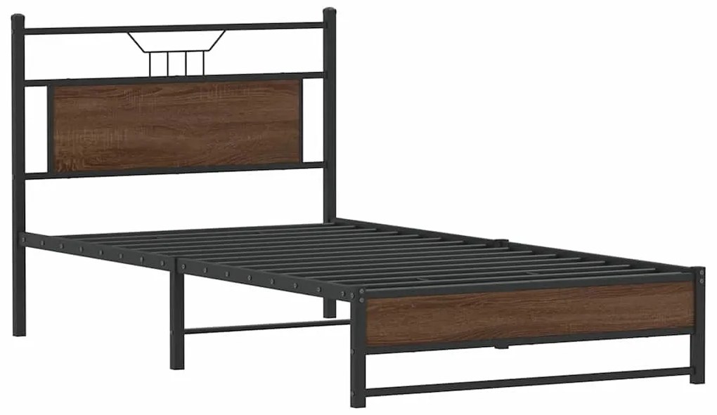 Estrutura de cama sem colchão 107x203 cm carvalho castanho