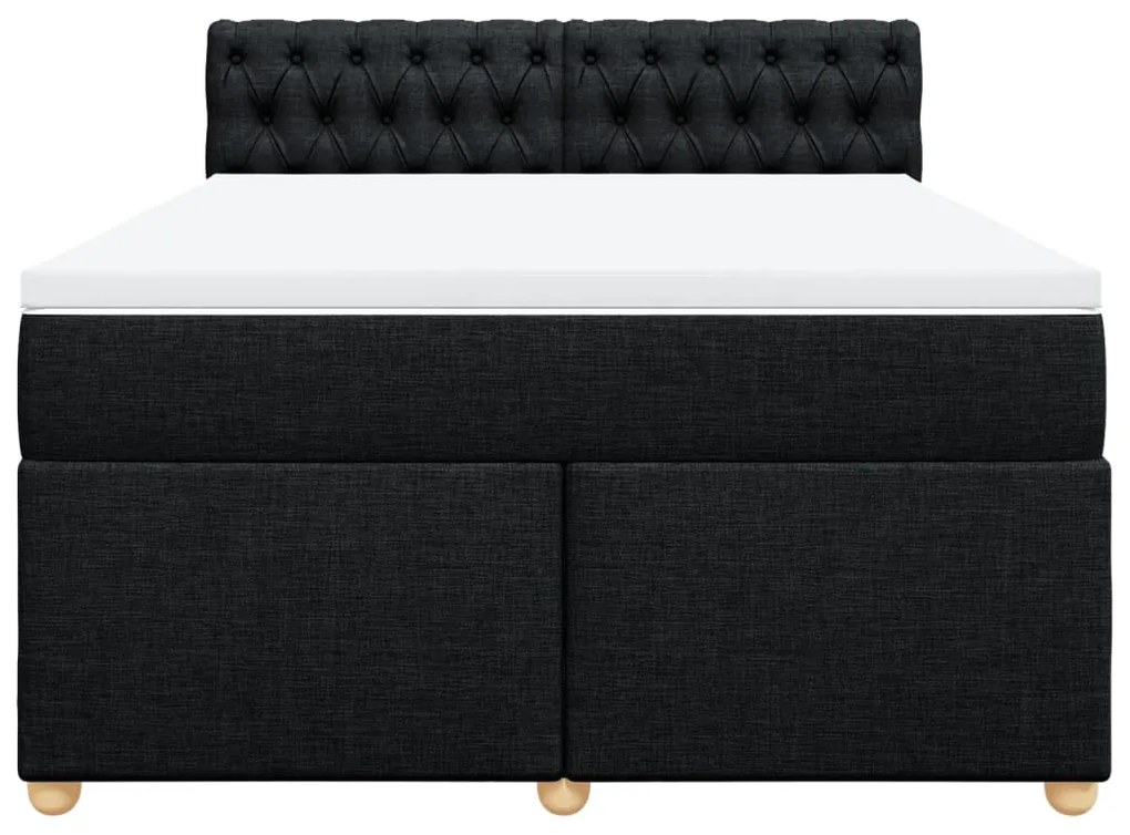 Cama com molas/colchão 160x200 cm tecido preto