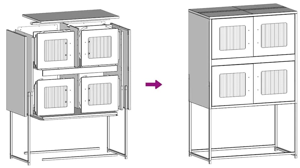 Aparador alto 68x39x107 cm aço rosa
