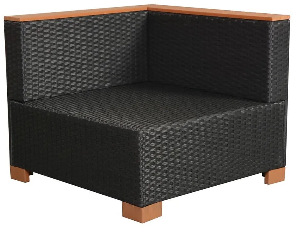 8 pcs conjunto lounge de jardim c/ almofadões vime PE preto
