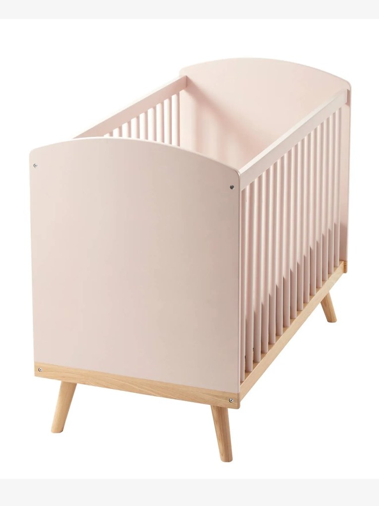 Cama de grades para bebé, TEMA CONFETES rosa claro liso