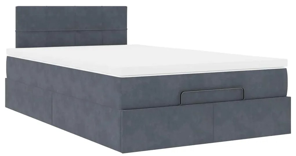 Estrutura de cama otomana com colchão cinza escuro veludo