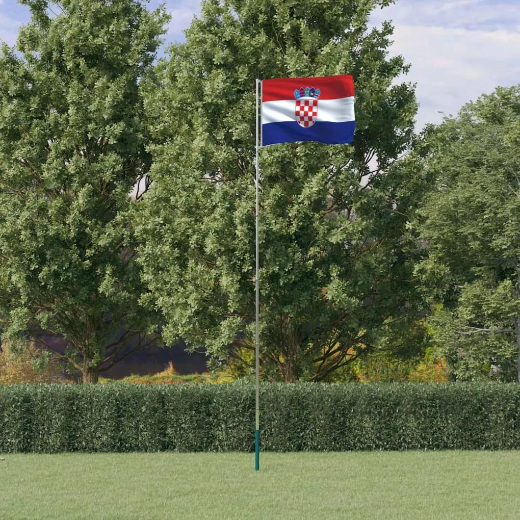3147128 vidaXL Bandeira da Croácia e mastro 5,55 m alumínio