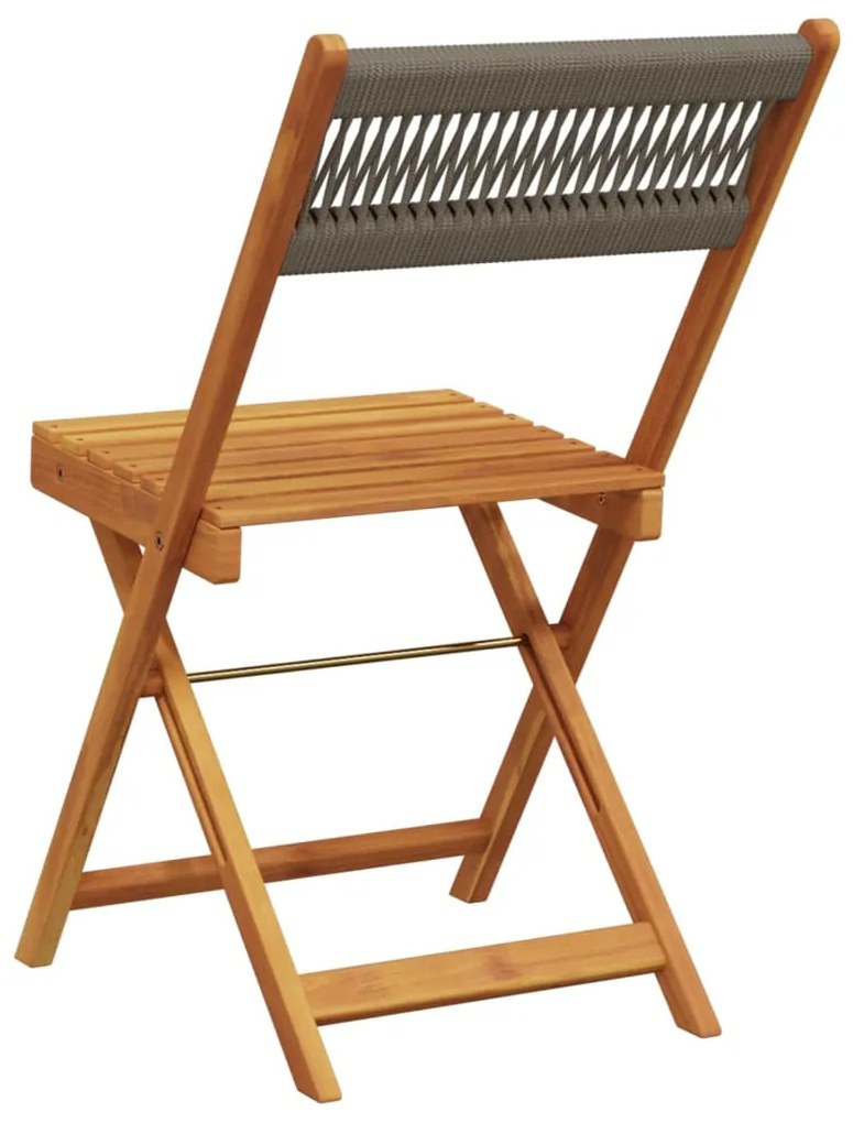 Cadeiras de bistrô 2 pcs acácia maciça e corda cinzento
