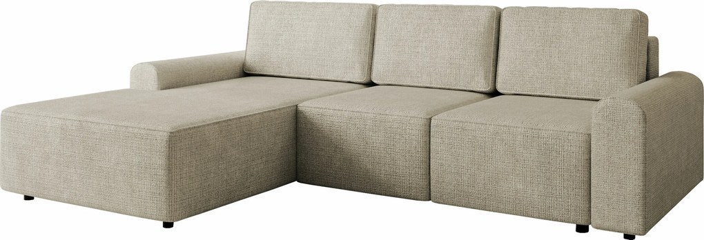 Sofá de canto Stonecrest 105, Cama com arrumação, 258x168x85cm, 122 kg, Pernas: Plástico