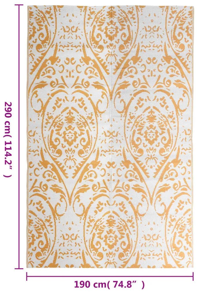 Tapete de exterior 190x290 cm ARAKIL PP laranja e branco
