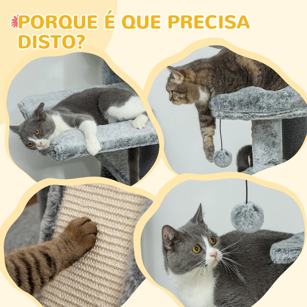 PawHut Arranhador para Gatos de Solo ao Teto de 225-255 cm Arranhador