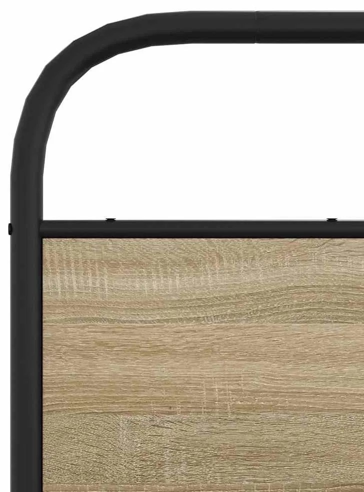 Estrutura de cama sem colchão 183x213cm metal carvalho fumado