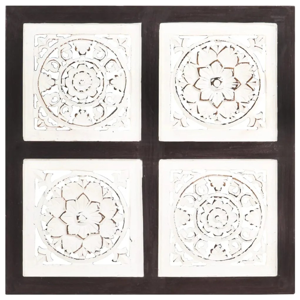 Painel parede esculpido à mão MDF 40x40x1,5 cm castanho/branco