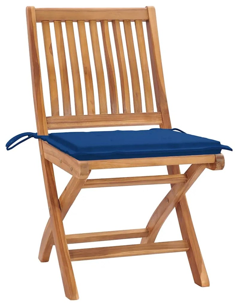 Cadeiras de jardim dobráveis c/ almofadões 4 pcs teca maciça