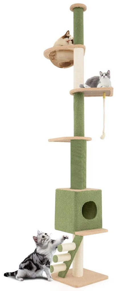 Árvore para gatos multifuncional, torre moderna para gatos com postes de arranhar revestidos de sisal - marrom