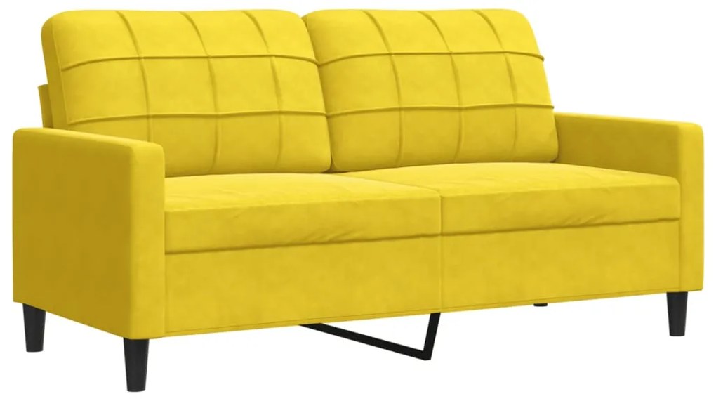 3 pcs conjunto de sofás com almofadões veludo amarelo