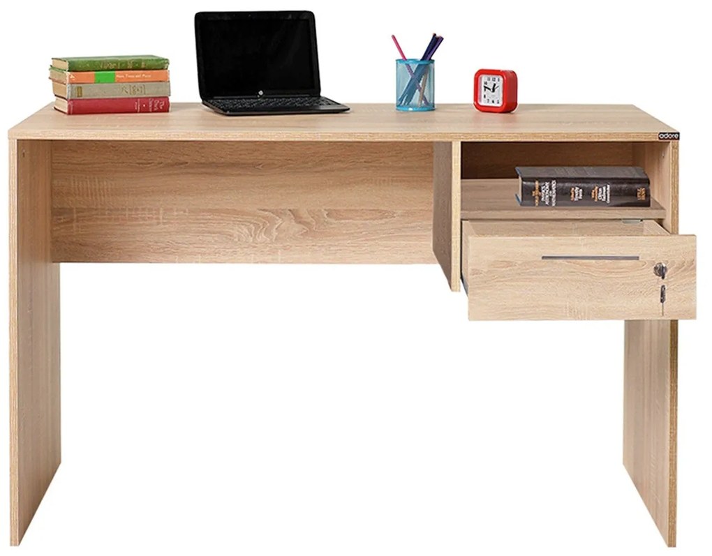 Secretária "Simple" com Gaveta - 120 x 75 x 60 cm - Sonomo e Branco -