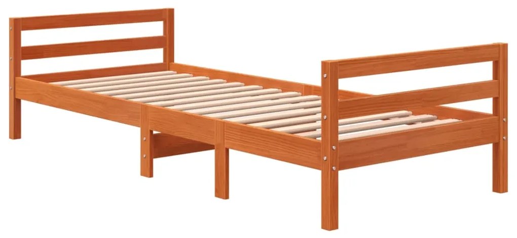 Cama sem colchão 90x190 cm madeira de pinho maciça castanho-mel
