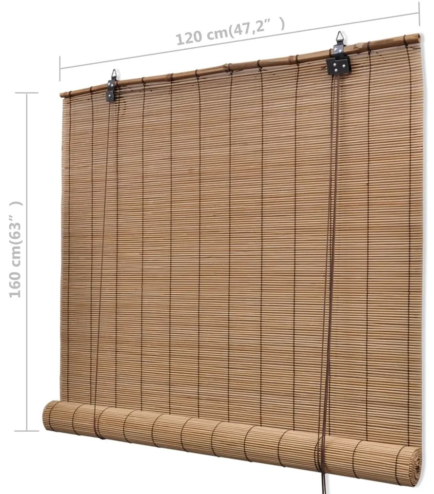 Estore de enrolar 120 x 160 cm bambu castanho