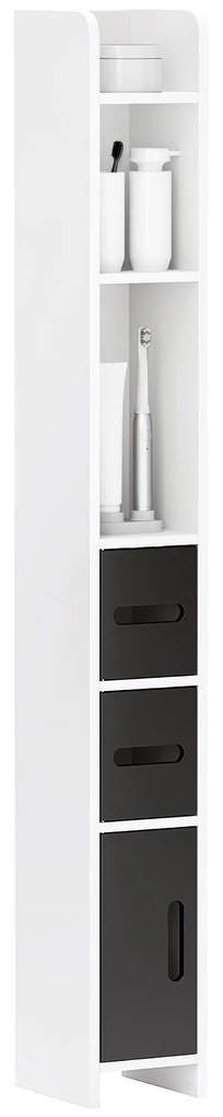 kleankin Coluna Casa de Banho com 3 Portas e 3 Prateleiras Abertas Col