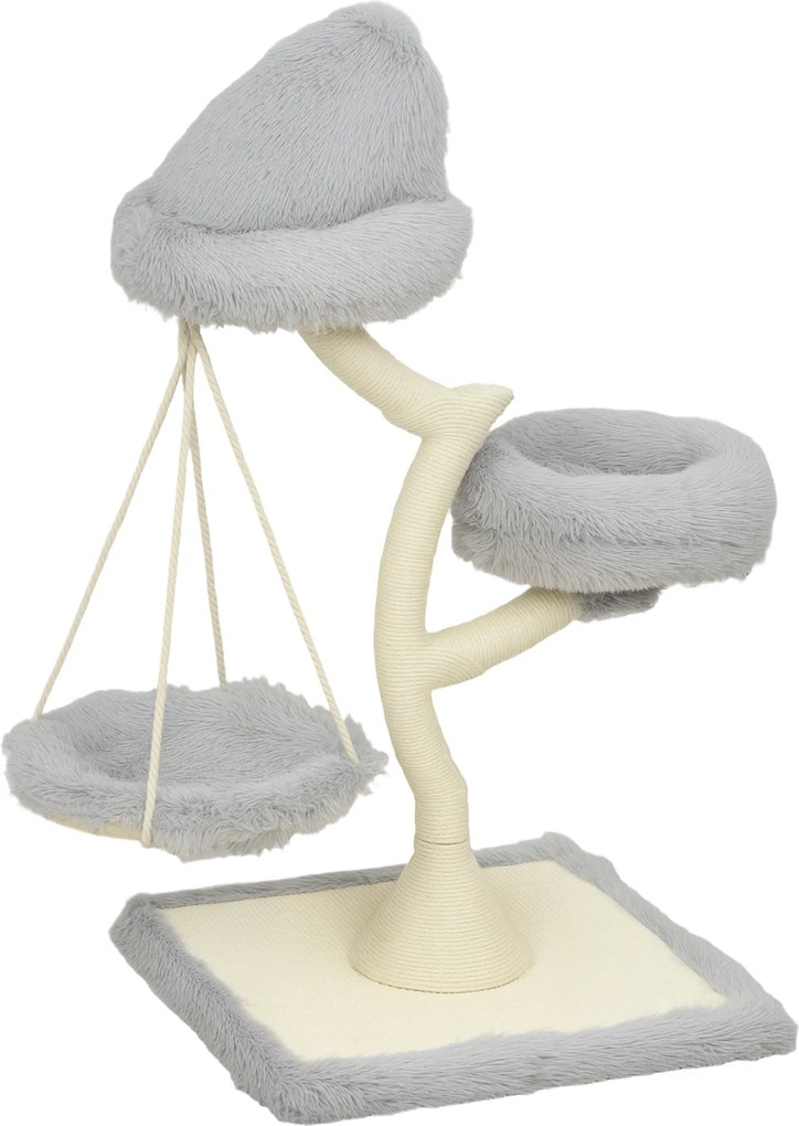 PawHut Arranhador 115 cm de altura Árvore para gatos em forma de árvore 2 camas laváveis Rede Poste de sisal, para gatos até 6 kg | Aosom Portugal