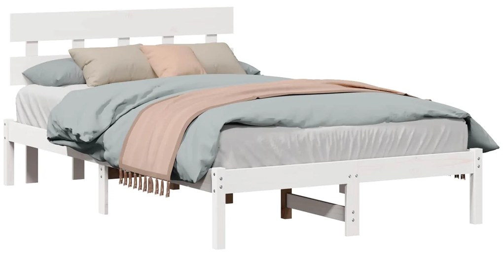 vidaXL Estrutura da Cama Branco 120 x 200 cm Madeira de pinho maciça