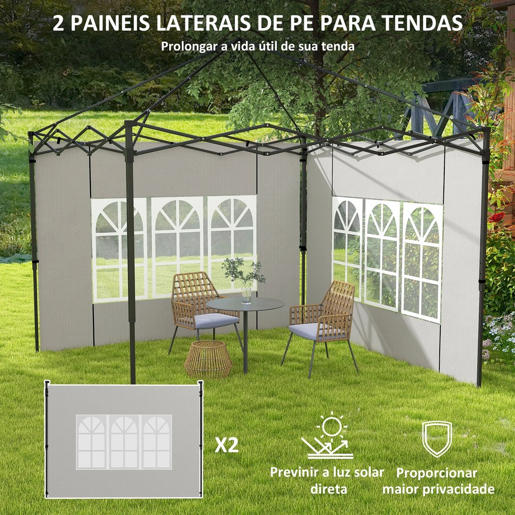 Outsunny Conjunto de 2 Paredes Laterais para Tendas de 3x3m e 3x6m Par