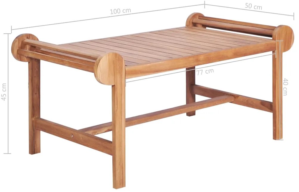 Mesa de centro 100x50x45 cm teca maciça