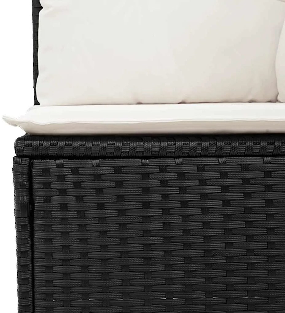 14 pcs conjunto de sofás p/ jardim c/ almofadões vime PE preto