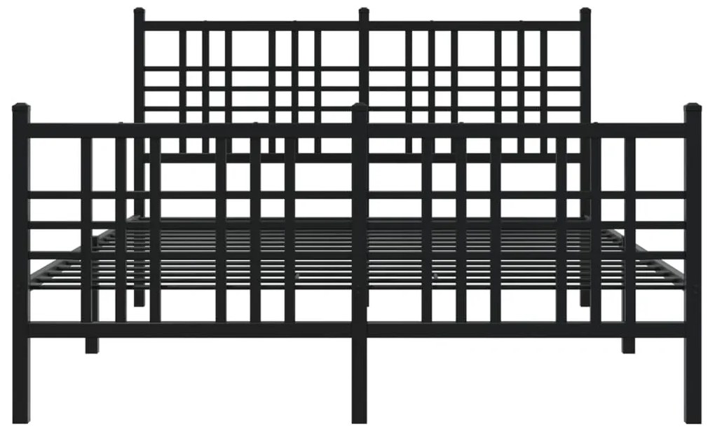 Estrutura de cama com cabeceira e pés 137x190 cm metal preto