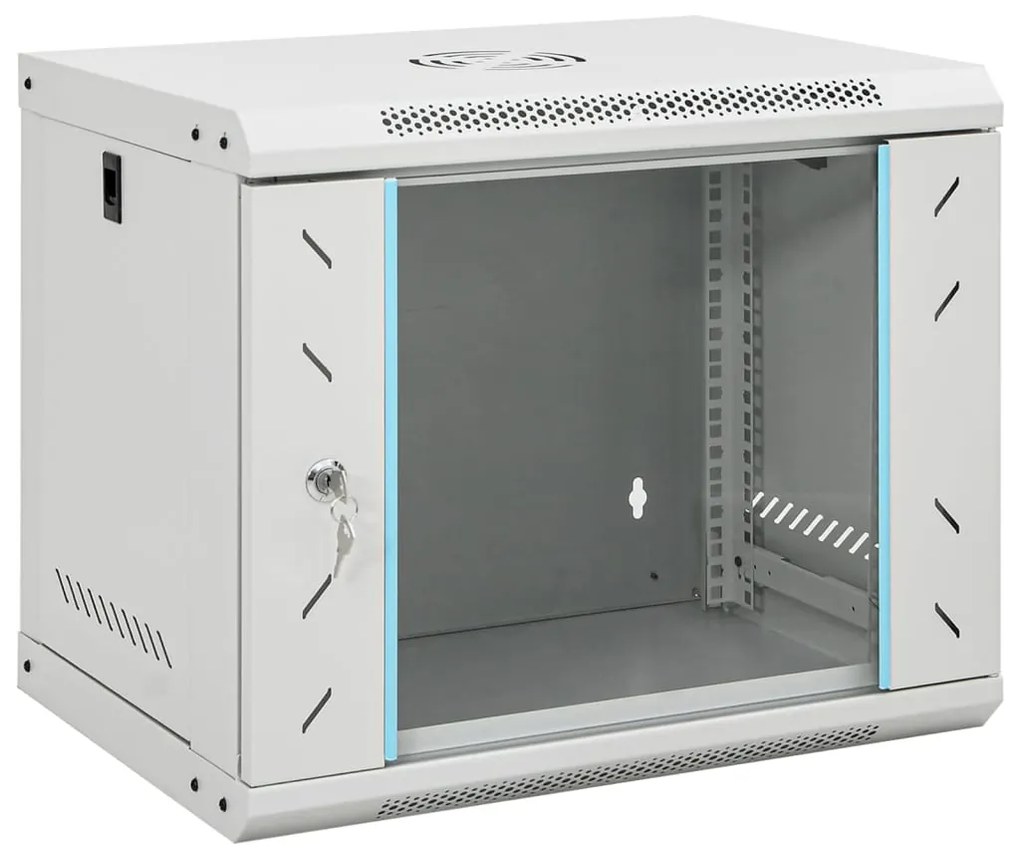 vidaXL Armário bastidor de parede 9U 19" IP20 53x40x45 cm