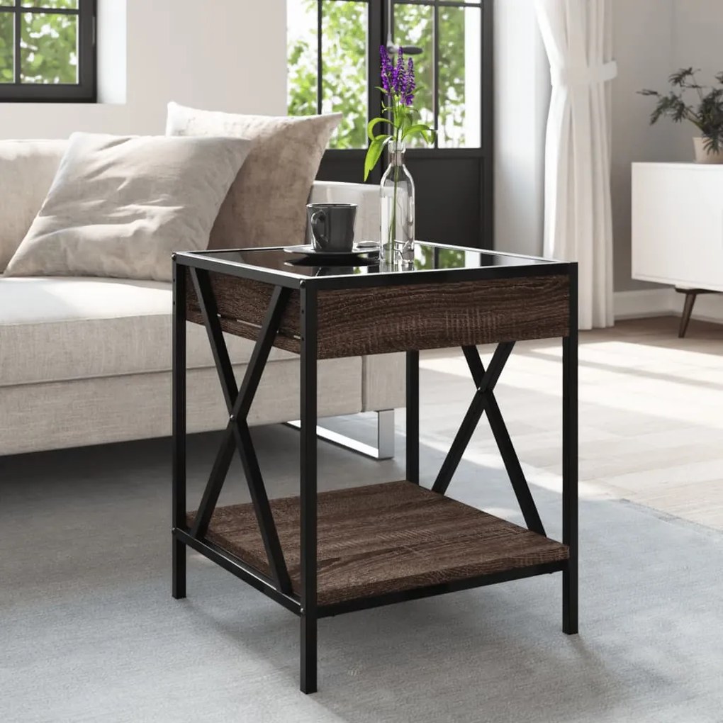 Mesa de centro luzes LED Infinity 40x40x49 cm carvalho castanho