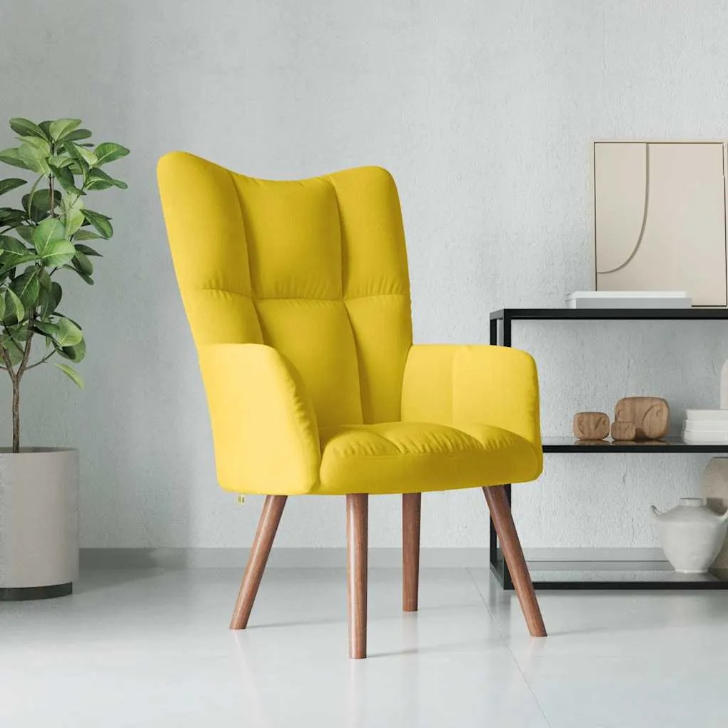 Cadeira de descanso veludo amarelo mostarda