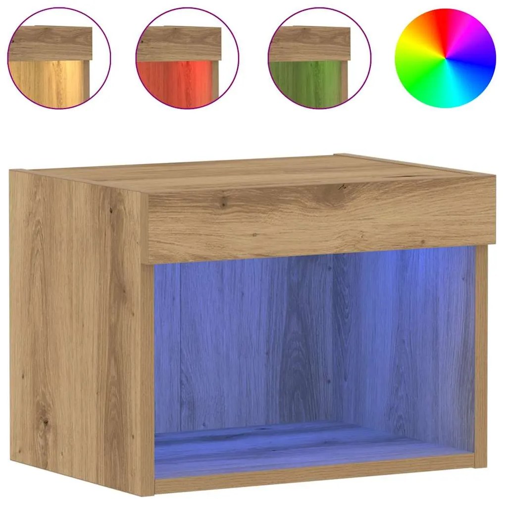 Armários de parede vidaXL com luzes LED 2 pcs Carvalho artesanal 40x30