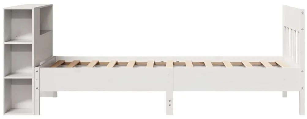 Cama com estante sem colchão 100x200 cm pinho maciço branco