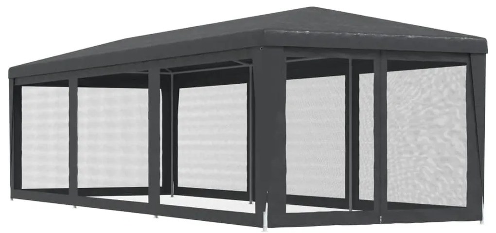 Tenda festas c/ 8 paredes laterais em rede 3x9 m PEAD antracite