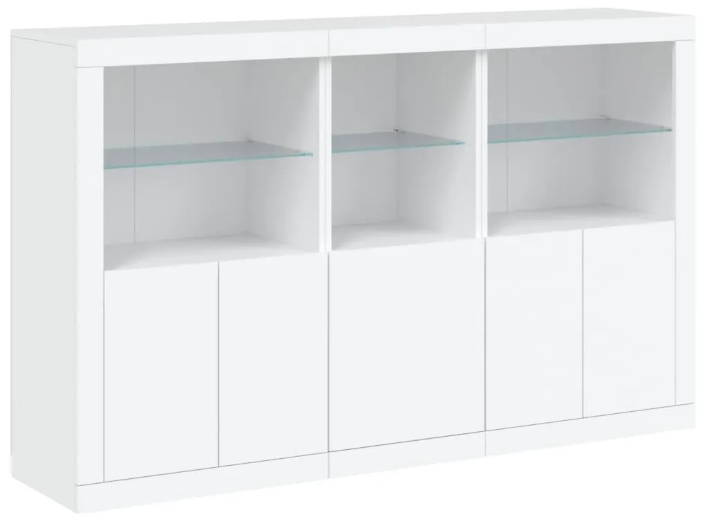 Aparador com luzes LED 162x37x100 cm branco