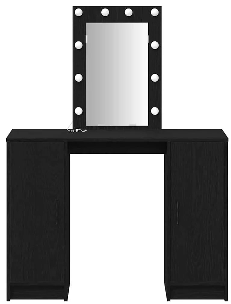 Mesa de maquiagem vidaXL com Luzes de LED Carvalho Preto 102x33x135 cm