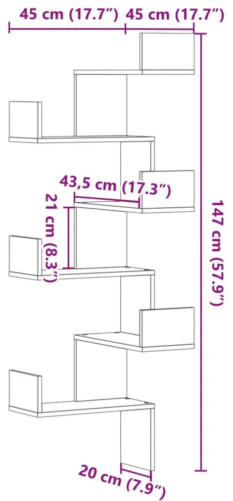 Estante de parede p/ canto derivados de madeira madeira velha