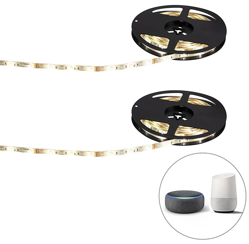 Conjunto de 2 Fitas LED Inteligentes RGBW 5 metros 24W com driver