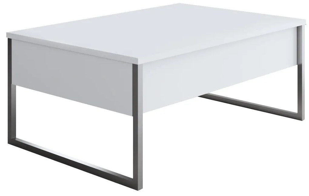 Mesa de Centro Luxe – Branco e Prateado – 90x60x40 cm